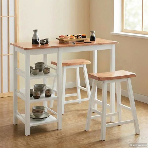 vidaXL Barsett i 3 deler MDF hvit