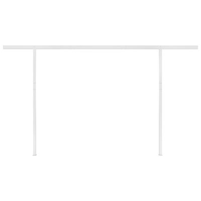 vidaXL Manuell uttrekkbar markise med stolper 4,5x3,5 m blå og hvit