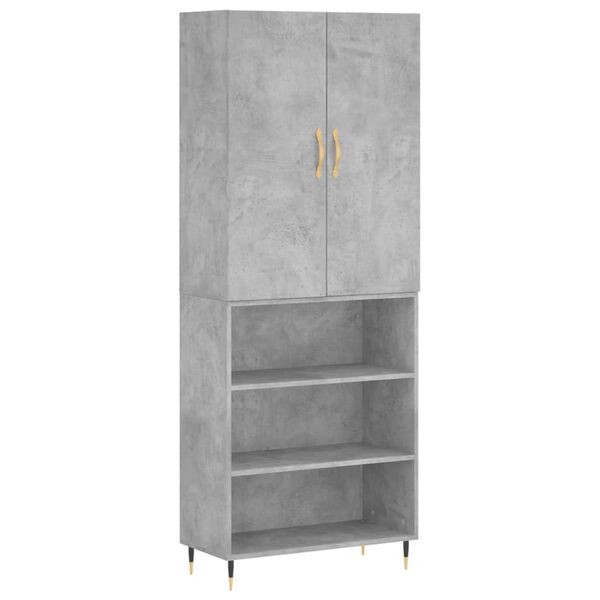 vidaXL Highboard betonggr&aring; 69,5x34x180 cm konstruert tre