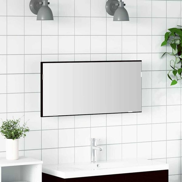 vidaXL Speil Veggmontert Svart eik 80 x 37 cm Glass og konstruert tre