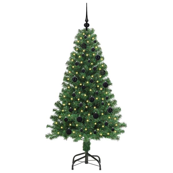 vidaXL Kunstig juletre med 150 LED gr&oslash;nn 150 cm PVC og St&aring;l og Plast