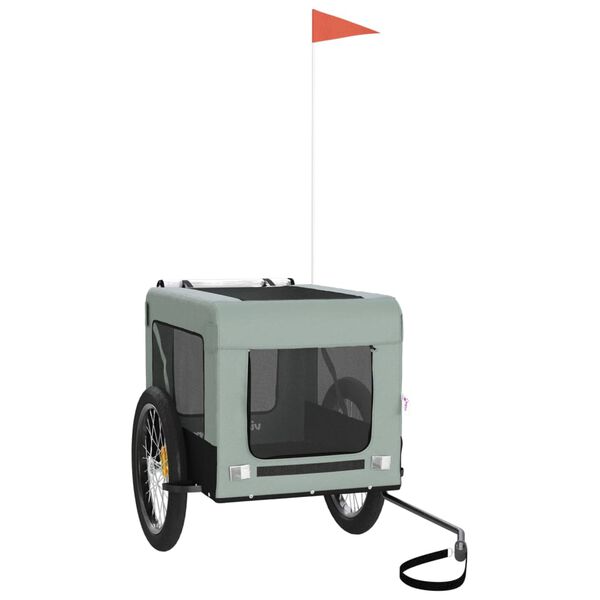 vidaXL Kjæledyrsykkelhenger grå og svart oxfordstoff og jern