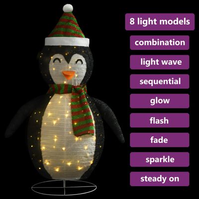 vidaXL Dekorativ pingvinfigur julesnø LED luksusstoff 60 cm