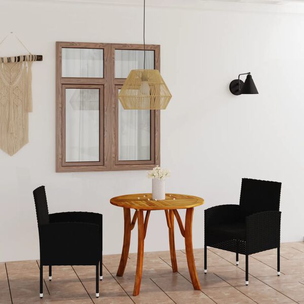 vidaXL Utend&oslash;rs spisestue 3 deler svart