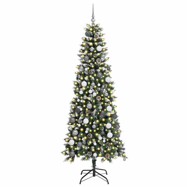 vidaXL Kunstig juletre med 300 LED gr&oslash;nn 210 cm PVC og plast og st&aring;l
