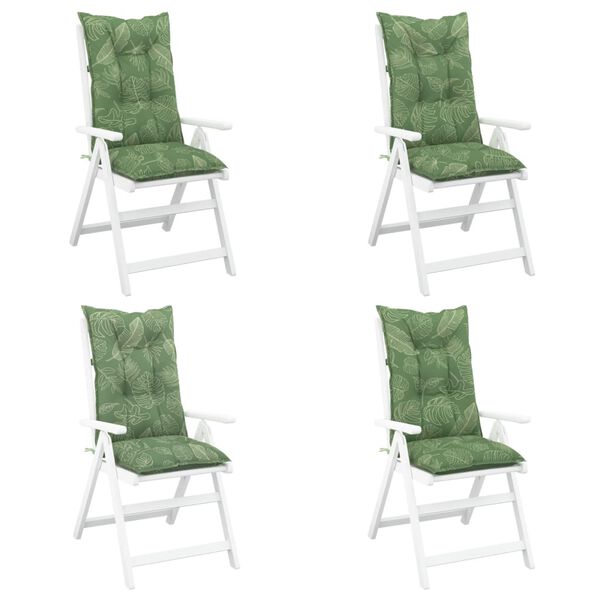 vidaXL Stolputer h&oslash;y ryggst&oslash;tte 4 stk bladm&oslash;nster 120x50x7 cm stoff