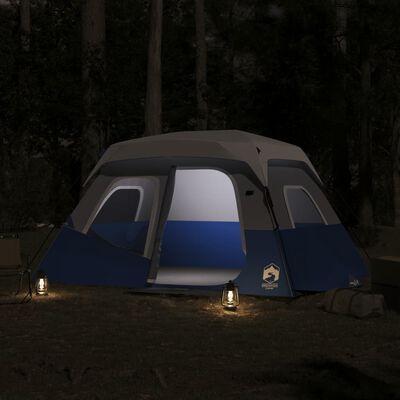 vidaXL Campingtelt med LED-lys 6 personer lyseblå