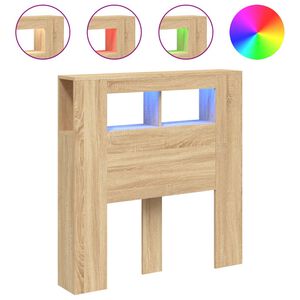vidaXL Sengegavl med LED sonoma eik 100x18,5x103,5 cm konstruert tre