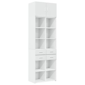 vidaXL Oppbevaringsskap hvit 70x42,5x225 cm konstruert tre