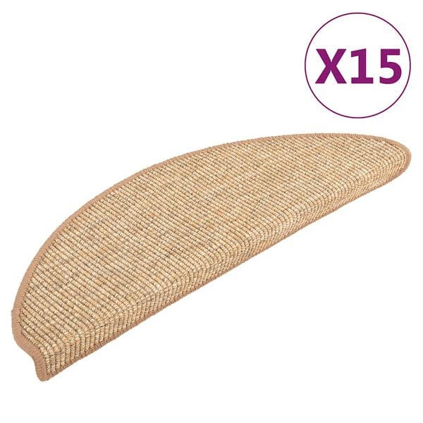vidaXL Trappematter 15 stk 56x17x3 cm lysebrune halvrund