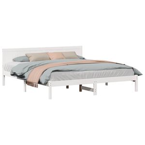 vidaXL Sengestamme Hvit 200 x 200 cm Massivt furutre