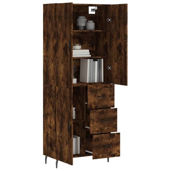 vidaXL Highboard r&oslash;kt eik 69,5x34x180 cm konstruert tre