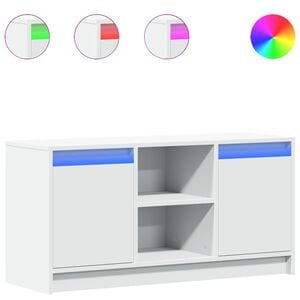 vidaXL TV-benk med LED hvit 100x34x50 cm konstruert tre