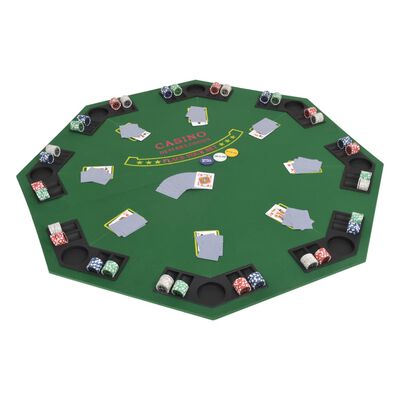vidaXL Pokerbordplate 8 spillere sammenleggbar 2 delt åttekantet grønn