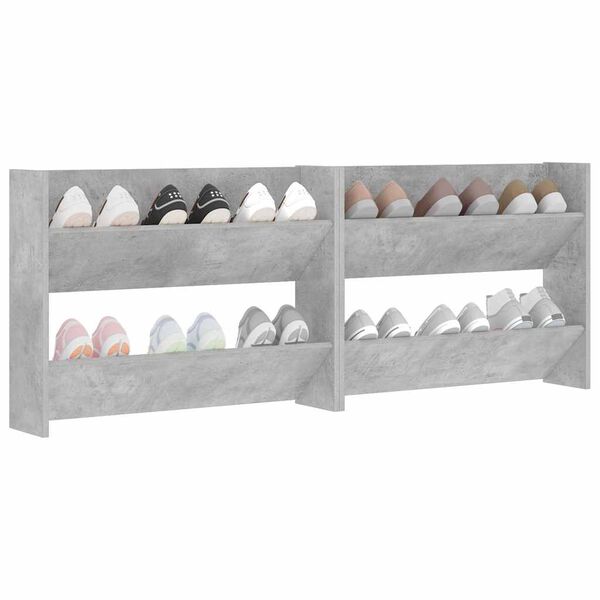 vidaXL Veggskoskap 2 stk betonggr&aring; 80x18x60 cm sponplate