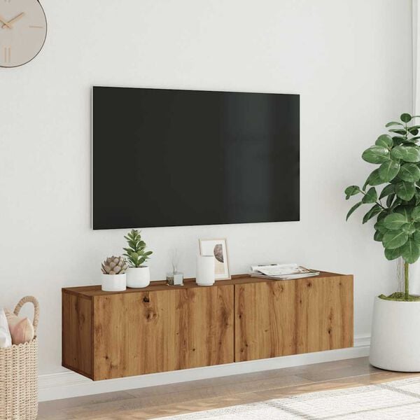 vidaXL Vegghengt TV-benk artisan eik 120x30x30 cm konstruert tre