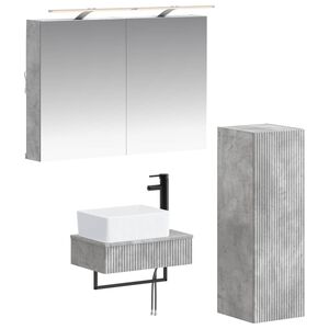 vidaXL Baderomsskapsett 4 pcs Betonggr&aring; 50 x 14,5 x 70 cm