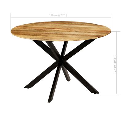 vidaXL Spisebord heltre mango og stål 120x77 cm