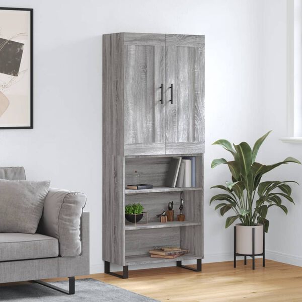 vidaXL Highboard gr&aring; sonoma 69,5x34x180 cm konstruert tre