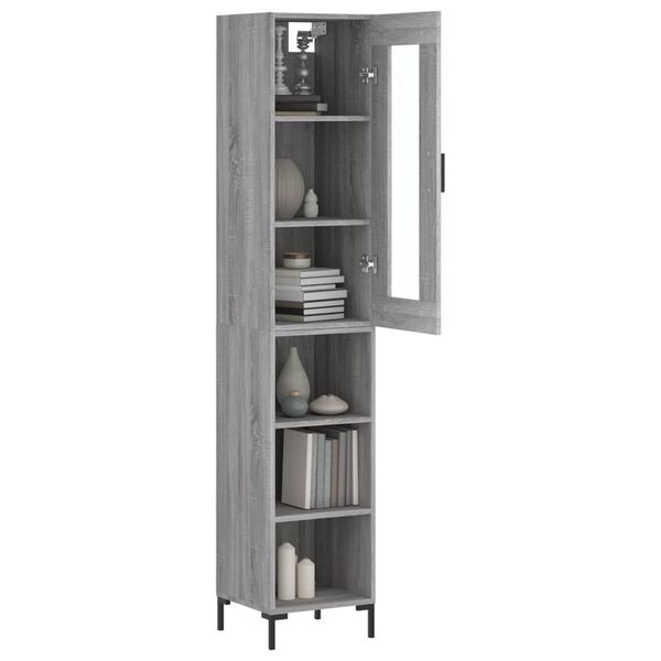 vidaXL Highboard gr&aring; sonoma 34,5x34x180 cm konstruert tre