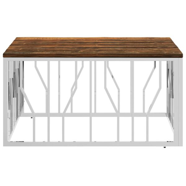 vidaXL Salongbord s&oslash;lv rustfritt st&aring;l og gjenvunnet heltre