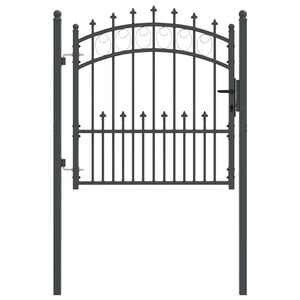 vidaXL Gjerdeport med spisser EMMEN 104 x 97 cm Pulverlakkert st&aring;l Gr&aring;