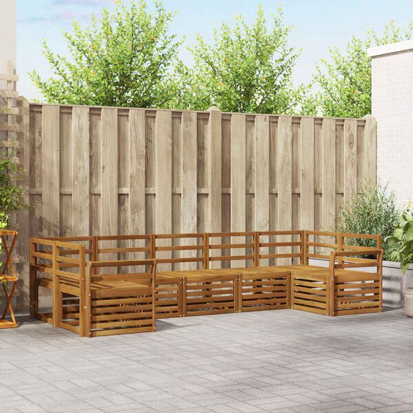 vidaXL Sofasett 7 pcs Naturlig Solid akasietre