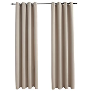 vidaXL Lystette gardiner med metallringer 2 stk beige 140x175 cm