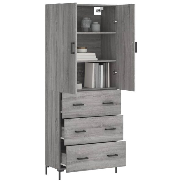 vidaXL Highboard gr&aring; sonoma 69,5x34x180 cm konstruert tre