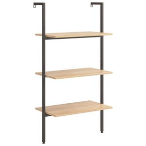 vidaXL Stigehyller 3 etasjer lysebrun og svart 64x35x120,5 cm