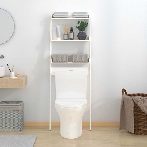 vidaXL Baderomshylle hvit 63,5x32x179 cm heltre furu