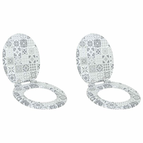 vidaXL Toalettsete 2 pcs Bl&aring; og hvit porselen 44 x 38 cm MDF-plater