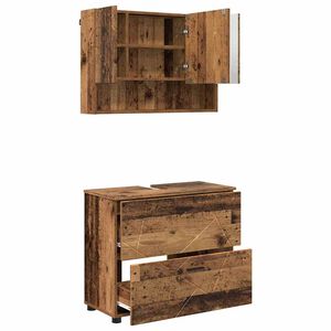 vidaXL Baderomsinnredningssett 2 stk. Gamle tre 76,5 x 35 x 64 cm