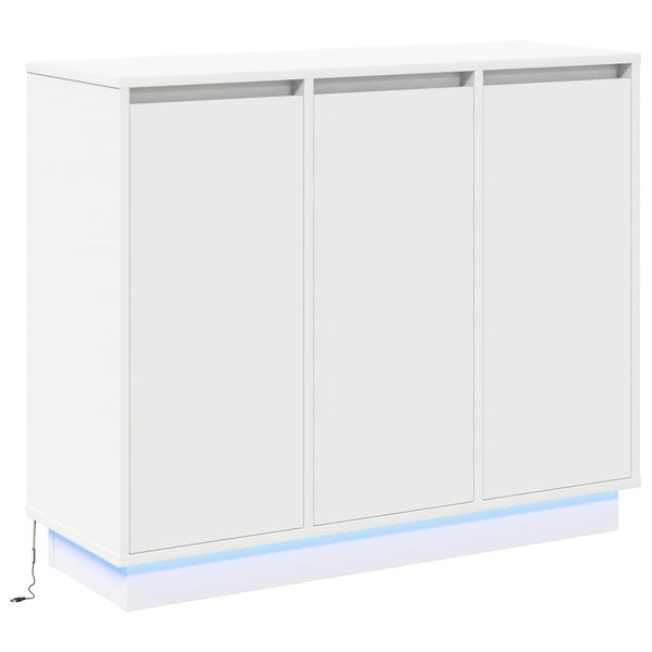 vidaXL LED sideboard Hvit 90 x 32 x 75 cm Konstruert tre