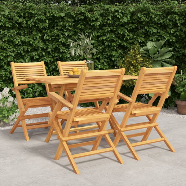 vidaXL Hagespisegruppe 5 deler heltre teak