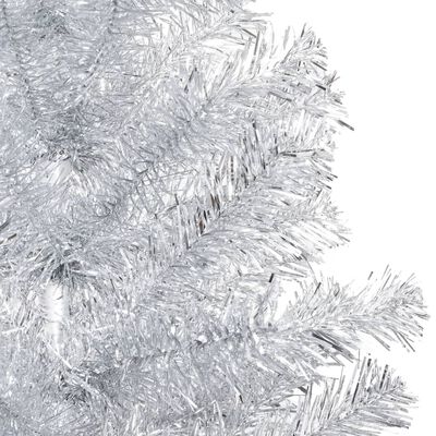 vidaXL Forhåndsbelyst kunstig juletre med stativ sølv 120 cm PVC