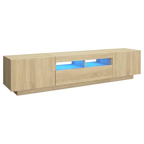 vidaXL TV-benk med LED-lys sonoma eik 180x35x40 cm