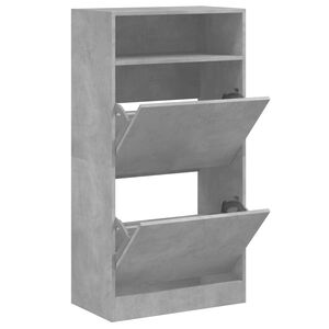 vidaXL Skoskap betonggr&aring; 60x34x116 cm konstruert tre