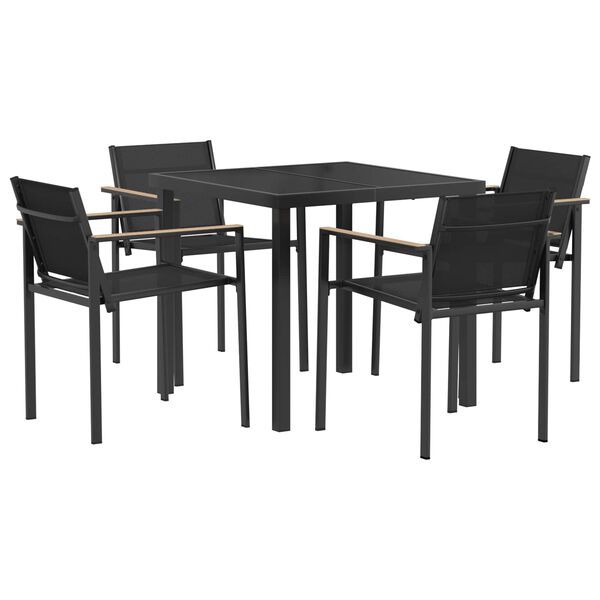 vidaXL Utem&oslash;belsett 5 pcs Svart og Anthracite 80 x 80 x 73 cm