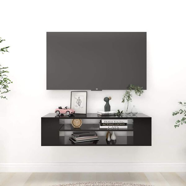vidaXL Hengende TV-benk svart 100x30x26,5 cm konstruert tre