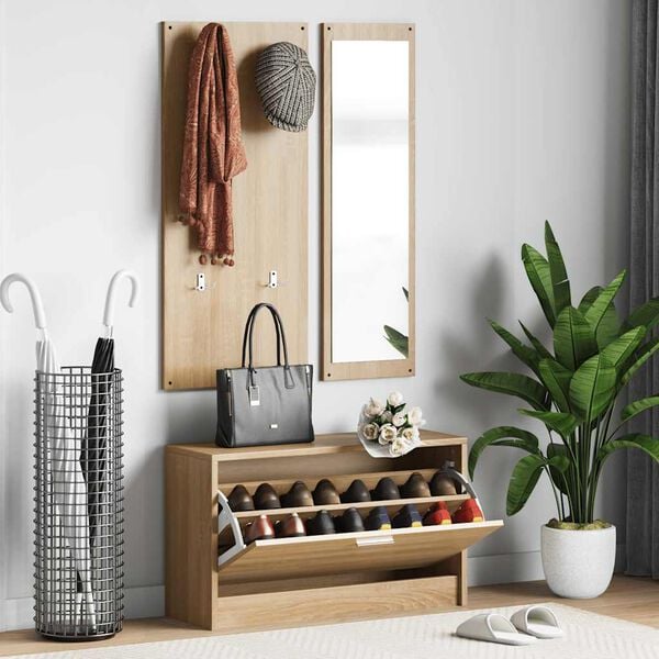 vidaXL 3-i-1 skoskapsett Sonoma eik konstruert tre