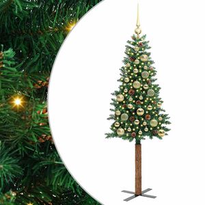 vidaXL Slim juletre med 150 LED gr&oslash;nn 150 cm PVC og Massivt Furu tre