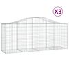 vidaXL Gabionkurver buede 3 stk 200x50x80/100 cm galvanisert jern