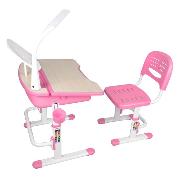 Vipack Justerbar barnepult Comfortline 301 med stol rosa og hvit