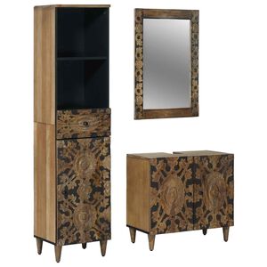 vidaXL Baderomsinnredningssett 3 stk. Brun 62 x 33 x 58 cm