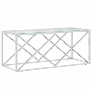 vidaXL Salongbord 110x45x45 cm rustfritt st&aring;l og glass