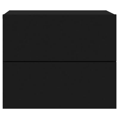 vidaXL Vegghengt nattbord med LED-lys svart