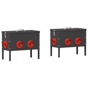 vidaXL H&oslash;nsefutteral 2 pcs Svart 41,5 x 20,5 x 33 cm Kaldvalsget St&aring;l