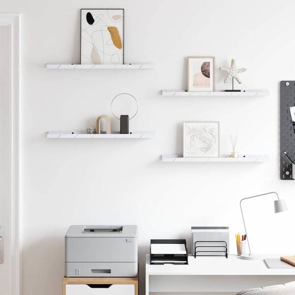 vidaXL Vegghylle 4 pcs Hvit marmor 60 x 9 x 3 cm Konstruert tre