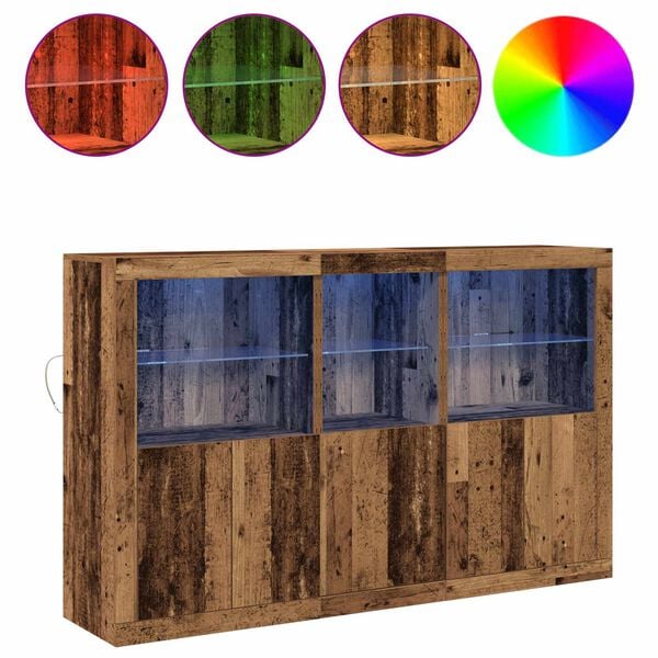 vidaXL LED sideboard Gammelt tre 162 x 37 x 100 cm Konstruert tre